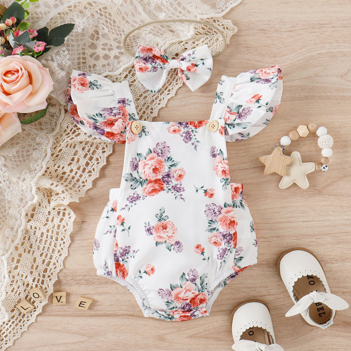 Baby Kid Unisex Flower Print Rompers Wholesale 230222125