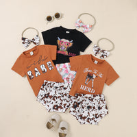 Load image into Gallery viewer, 2 Pieces Set Baby Kid Girls Letters Cartoon Print T-Shirts And Shorts Wholesale 230222134
