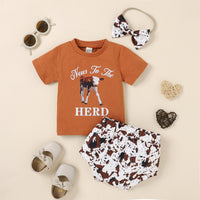 Load image into Gallery viewer, 2 Pieces Set Baby Kid Girls Letters Cartoon Print T-Shirts And Shorts Wholesale 230222134
