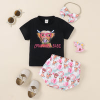 Load image into Gallery viewer, 2 Pieces Set Baby Kid Girls Letters Cartoon Print T-Shirts And Shorts Wholesale 230222134
