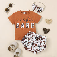 Load image into Gallery viewer, 2 Pieces Set Baby Kid Girls Letters Cartoon Print T-Shirts And Shorts Wholesale 230222134
