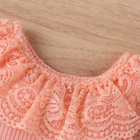 Load image into Gallery viewer, 2 Pieces Set Baby Girls Solid Color Muslin&amp;Ribbed Print Rompers Flower And Cartoon Pants Wholesale 230222167
