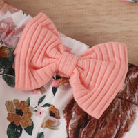 Load image into Gallery viewer, 2 Pieces Set Baby Girls Solid Color Muslin&amp;Ribbed Print Rompers Flower And Cartoon Pants Wholesale 230222167
