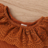 Load image into Gallery viewer, 2 Pieces Set Baby Girls Solid Color Muslin&amp;Ribbed Print Rompers Flower And Cartoon Pants Wholesale 230222167
