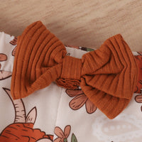 Load image into Gallery viewer, 2 Pieces Set Baby Girls Solid Color Muslin&amp;Ribbed Print Rompers Flower And Cartoon Pants Wholesale 230222167
