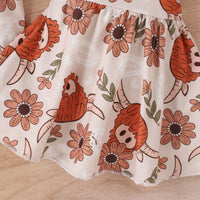 Load image into Gallery viewer, 2 Pieces Set Baby Girls Solid Color Muslin&amp;Ribbed Print Rompers Flower And Cartoon Pants Wholesale 230222167
