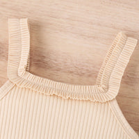 Load image into Gallery viewer, 2 Pieces Set Baby Girls Solid Color Muslin&amp;Ribbed Print Rompers Flower And Cartoon Pants Wholesale 230222167
