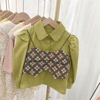 Load image into Gallery viewer, 2 Pieces Set Baby Kid Girls Flower Embroidered Tank Tops And Solid Color Shirts Wholesale 230222169
