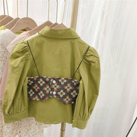 Load image into Gallery viewer, 2 Pieces Set Baby Kid Girls Flower Embroidered Tank Tops And Solid Color Shirts Wholesale 230222169
