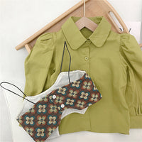 Load image into Gallery viewer, 2 Pieces Set Baby Kid Girls Flower Embroidered Tank Tops And Solid Color Shirts Wholesale 230222169
