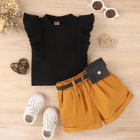 Load image into Gallery viewer, 2 Pieces Set Baby Kid Girls Solid Color Muslin&amp;Ribbed Tank Tops And Shorts Wholesale 230222170
