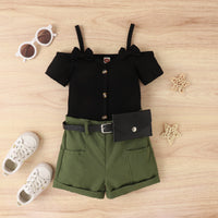 Load image into Gallery viewer, 2 Pieces Set Baby Kid Girls Solid Color Muslin&amp;Ribbed Tank Tops And Shorts Wholesale 230222170
