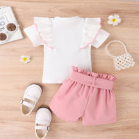 Load image into Gallery viewer, 2 Pieces Set Baby Kid Girls Solid Color Muslin&amp;Ribbed Tank Tops And Shorts Wholesale 230222170
