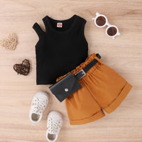 Load image into Gallery viewer, 2 Pieces Set Baby Kid Girls Solid Color Tops And Shorts Wholesale 230222174
