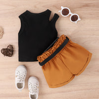 Load image into Gallery viewer, 2 Pieces Set Baby Kid Girls Solid Color Tops And Shorts Wholesale 230222174
