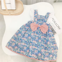 Load image into Gallery viewer, Baby Kid Girls Flower Bow Print Dresses Wholesale 23022218
