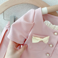 Load image into Gallery viewer, 2 Pieces Set Baby Kid Girls Bow Tops And Solid Color Skirts Wholesale 230222188

