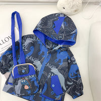 Load image into Gallery viewer, 2 Pieces Set Baby Kid Boys Cartoon Print Jackets Outwears And Embroidered Bag Wholesale 230222196
