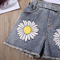 Load image into Gallery viewer, 2 Pieces Set Baby Kid Girls Solid Color Print T-Shirts And Flower Shorts Wholesale 230222200
