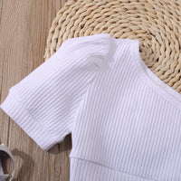 Load image into Gallery viewer, 2 Pieces Set Baby Kid Girls Solid Color Print T-Shirts And Flower Shorts Wholesale 230222200
