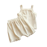 Load image into Gallery viewer, 2 Pieces Set Baby Kid Girls Solid Color Tank Tops And Shorts Wholesale 230222210
