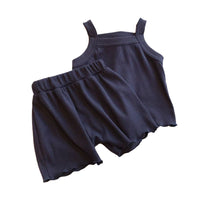 Load image into Gallery viewer, 2 Pieces Set Baby Kid Girls Solid Color Tank Tops And Shorts Wholesale 230222210
