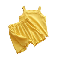 Load image into Gallery viewer, 2 Pieces Set Baby Kid Girls Solid Color Tank Tops And Shorts Wholesale 230222210
