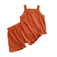 Load image into Gallery viewer, 2 Pieces Set Baby Kid Girls Solid Color Tank Tops And Shorts Wholesale 230222210
