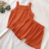 Load image into Gallery viewer, 2 Pieces Set Baby Kid Girls Solid Color Tank Tops And Shorts Wholesale 230222210
