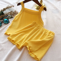 Load image into Gallery viewer, 2 Pieces Set Baby Kid Girls Solid Color Tank Tops And Shorts Wholesale 230222210
