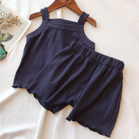 Load image into Gallery viewer, 2 Pieces Set Baby Kid Girls Solid Color Tank Tops And Shorts Wholesale 230222210
