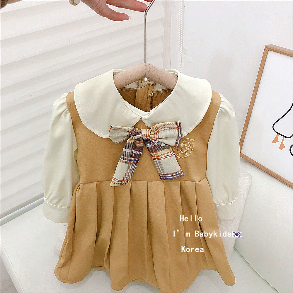 Baby Kid Girls Color-blocking Bow Dresses Wholesale 230222220