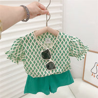 Load image into Gallery viewer, 2 Pieces Set Baby Kid Girls Print Tops And Shorts Wholesale 23022239
