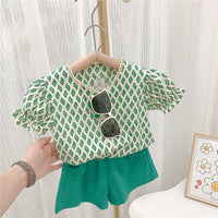 Load image into Gallery viewer, 2 Pieces Set Baby Kid Girls Print Tops And Shorts Wholesale 23022239
