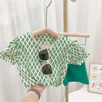 Load image into Gallery viewer, 2 Pieces Set Baby Kid Girls Print Tops And Shorts Wholesale 23022239
