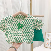 Load image into Gallery viewer, 2 Pieces Set Baby Kid Girls Print Tops And Shorts Wholesale 23022239
