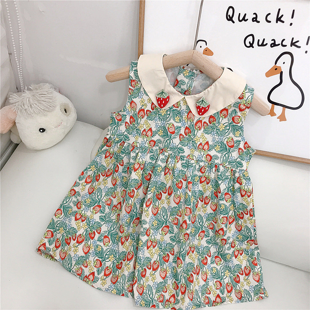 Baby Kid Girls Flower Fruit Print Dresses Wholesale 23022254