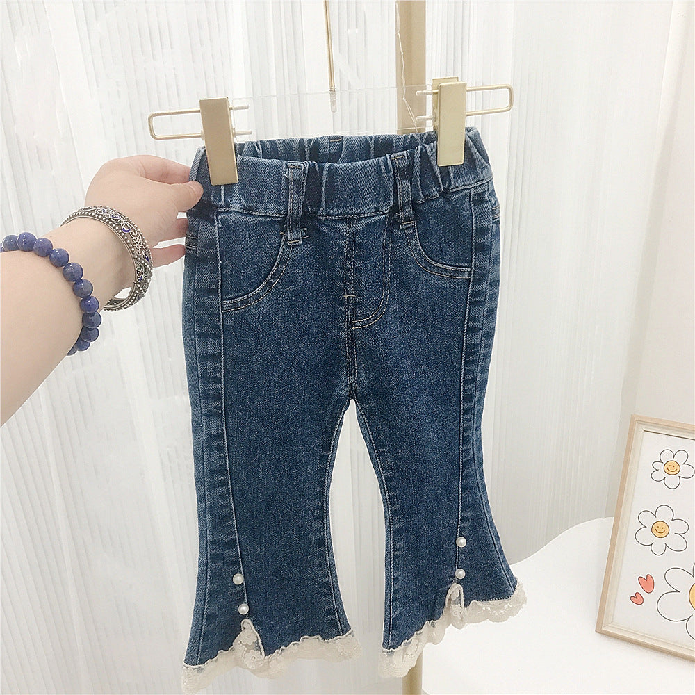 Baby Kid Girls Solid Color Lace Pants Jeans Wholesale 23022269