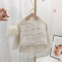 Load image into Gallery viewer, 2 Pieces Set Baby Kid Girls Solid Color Jackets Outwears And Shorts Wholesale 23022272
