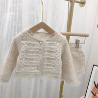 Load image into Gallery viewer, 2 Pieces Set Baby Kid Girls Solid Color Jackets Outwears And Shorts Wholesale 23022272
