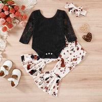 Load image into Gallery viewer, 2 Pieces Set Baby Girls Lace Rompers And Camo Pants Wholesale 23022276
