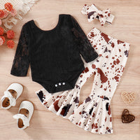 Load image into Gallery viewer, 2 Pieces Set Baby Girls Lace Rompers And Camo Pants Wholesale 23022276
