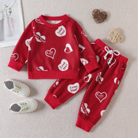 Load image into Gallery viewer, 2 Pieces Set Baby Kid Girls Letters Print Hoodies Sweatshirts And Love heart Pants Wholesale 23022282
