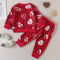 Load image into Gallery viewer, 2 Pieces Set Baby Kid Girls Letters Print Hoodies Sweatshirts And Love heart Pants Wholesale 23022282
