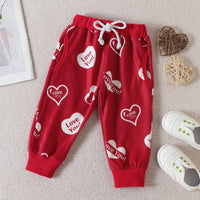 Load image into Gallery viewer, 2 Pieces Set Baby Kid Girls Letters Print Hoodies Sweatshirts And Love heart Pants Wholesale 23022282
