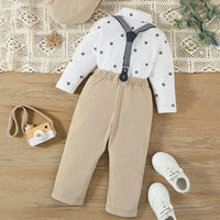 Load image into Gallery viewer, 2 Pieces Set Baby Kid Boys Bow Shirts And Solid Color Jumpsuits Wholesale 23022287
