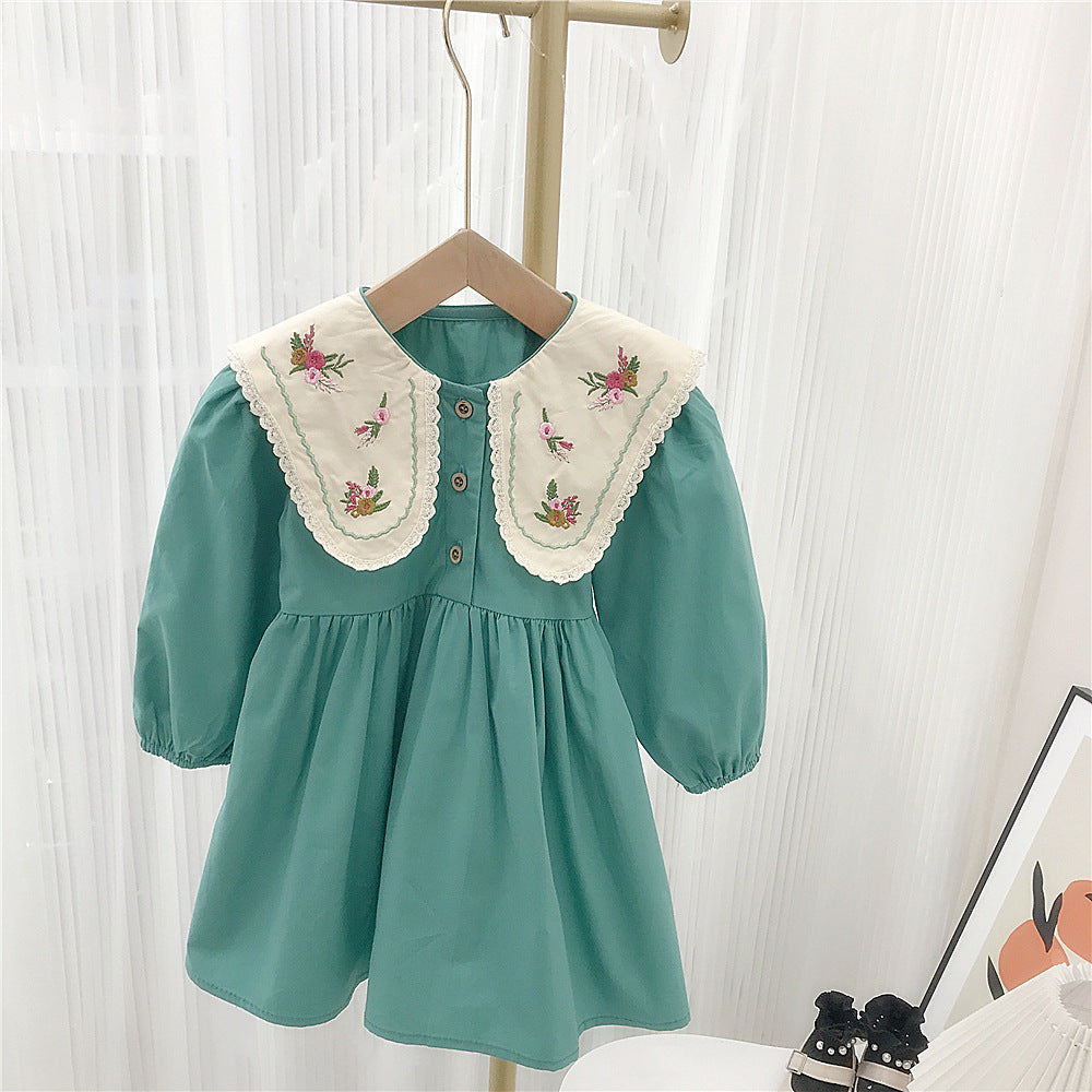 Baby Kid Girls Flower Embroidered Dresses Wholesale 23022298