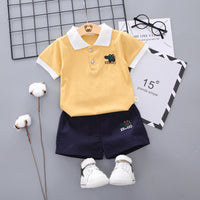 Load image into Gallery viewer, 2 Pieces Set Baby Kid Boys Striped T-Shirts And Solid Color Shorts Wholesale 23022408
