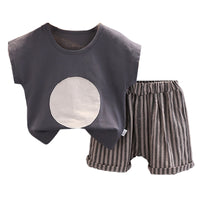 Load image into Gallery viewer, 2 Pieces Set Baby Kid Boys Color-blocking T-Shirts And Striped Shorts Wholesale 230224106
