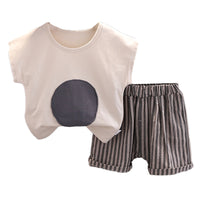 Load image into Gallery viewer, 2 Pieces Set Baby Kid Boys Color-blocking T-Shirts And Striped Shorts Wholesale 230224106
